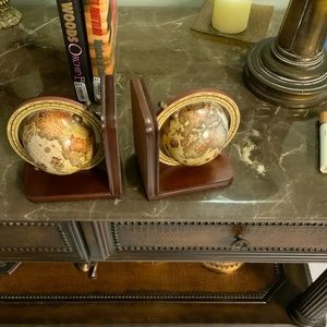 Vintage Wooden Globe Bookends